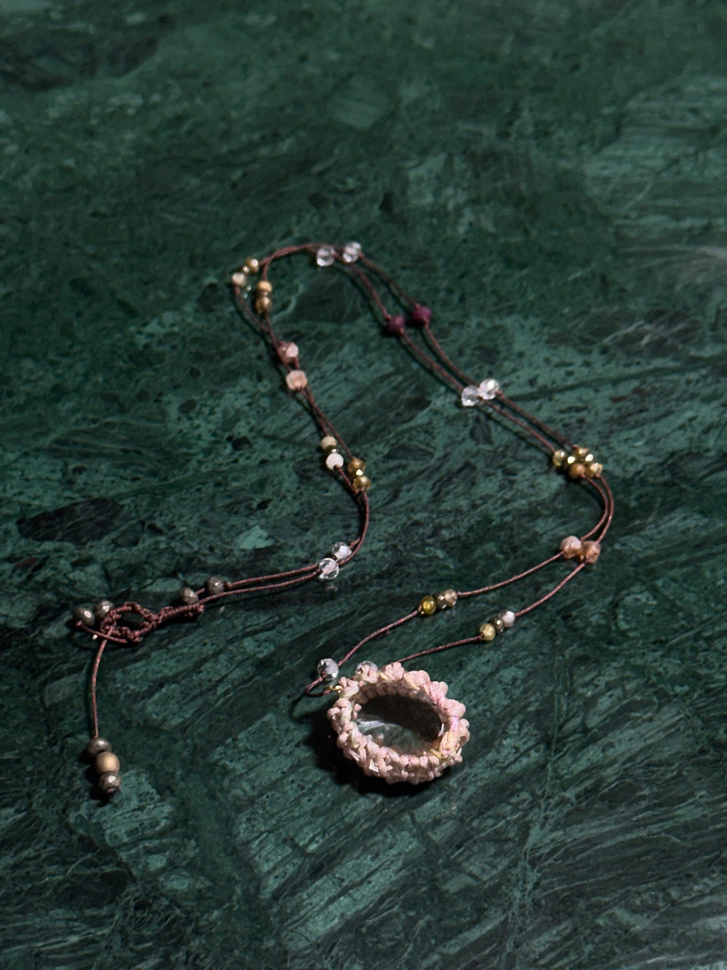 Collier Cristal, Rubis, Grenat, Pyrite