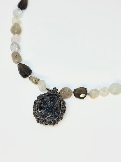Collier Biotite, Quartz fumé & Topaz