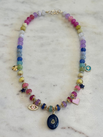 Colliers Charms, Lapis-Lazuli & Jade — La sagesse illuminée