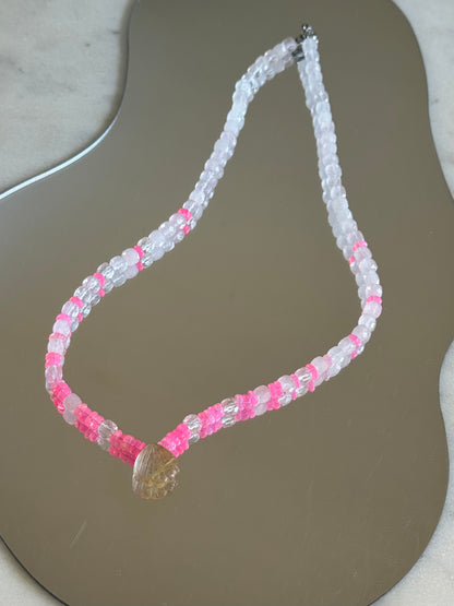 Collier Opale Éthiopienne, Quartz Rutile & Quartz Rose — Les fils de lumière
