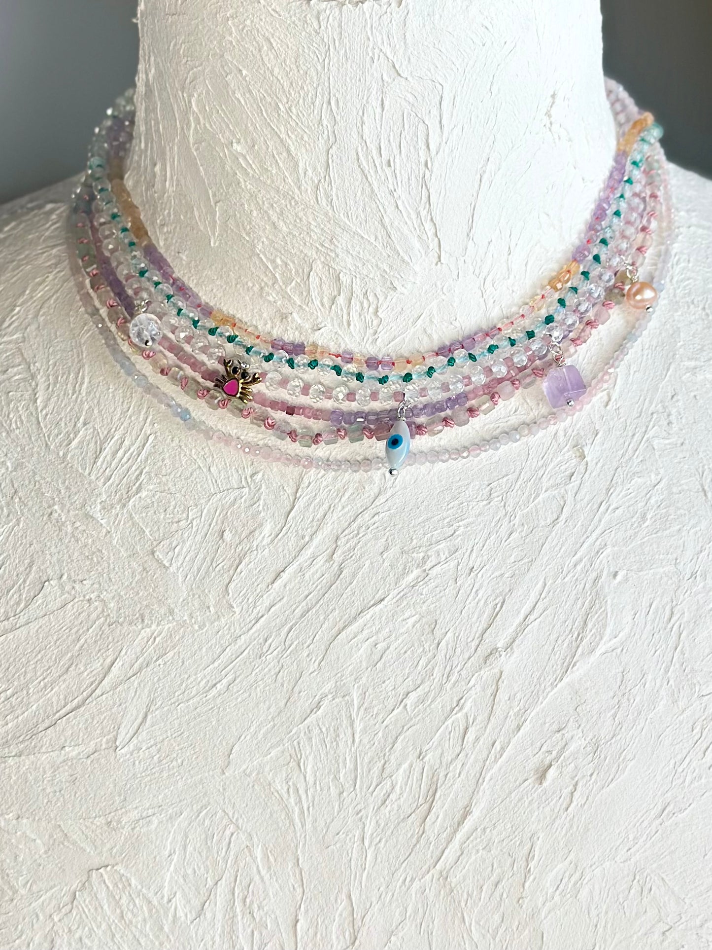 Colliers Améthyste/Citrine & Cristal de roche sur soie – Clarté intérieure & lumière consciente