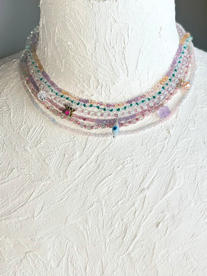 Colliers Améthyste/Citrine & Cristal de roche sur soie – Clarté intérieure & lumière consciente