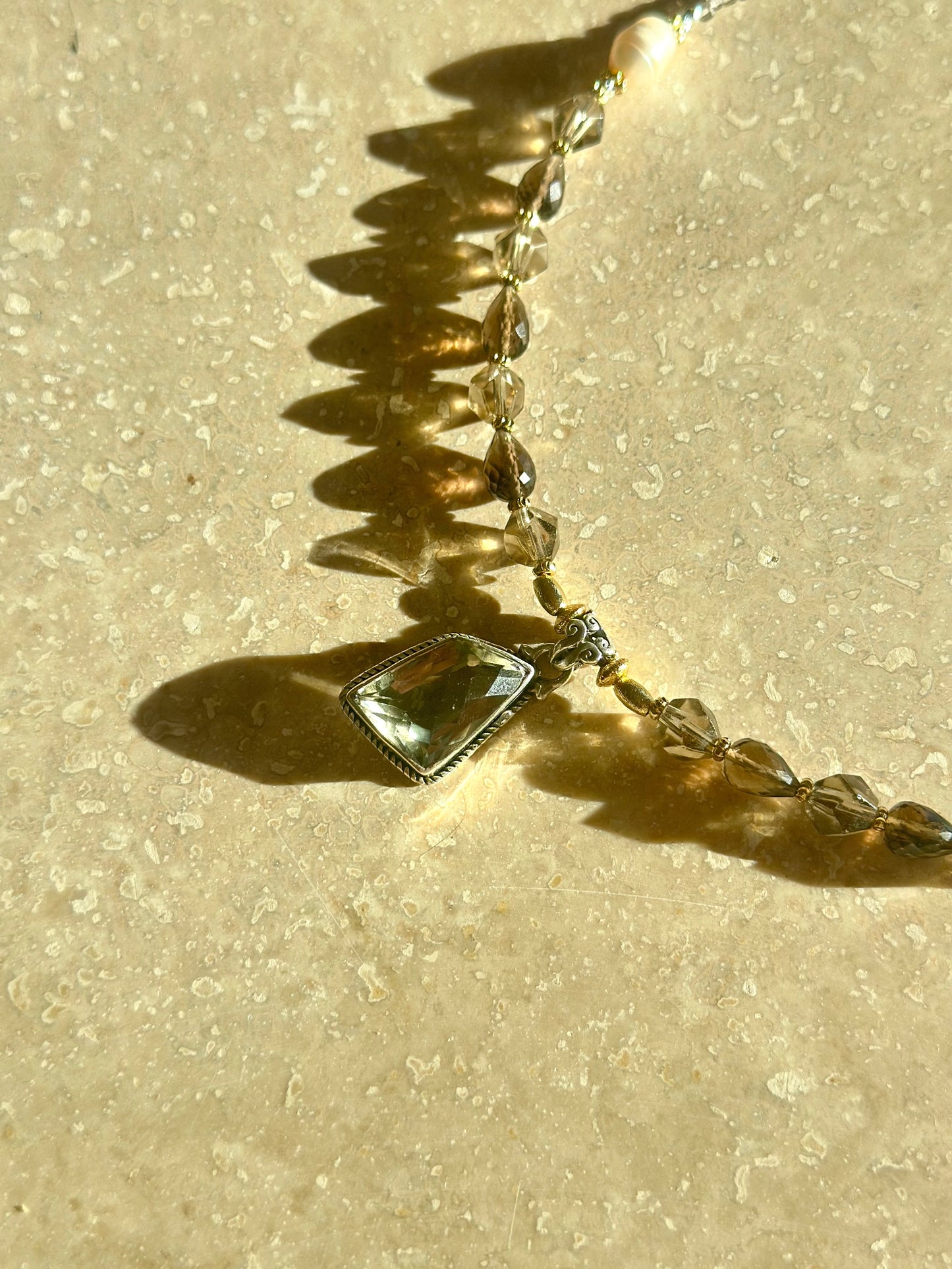 Collier Quartz fumé & Améthyste verte