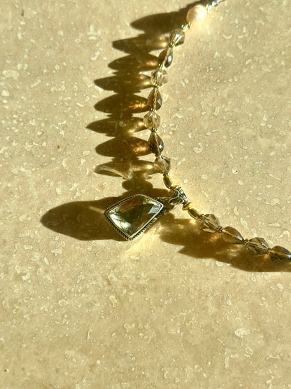 Collier Quartz fumé & Améthyste verte