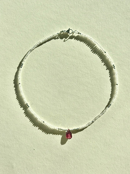 #164 Collier Pierre de Lune & Grenat