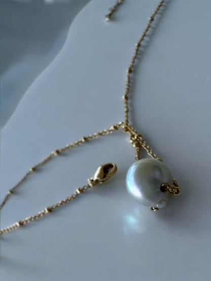 Collier perle de Tahiti sur acier doré