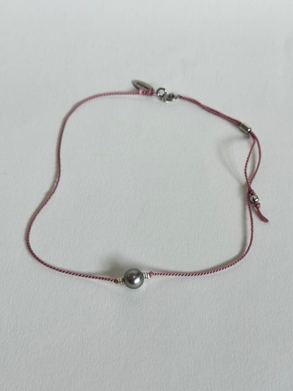 Collier perle de Tahiti sur soie