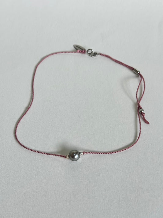 Collier perle de Tahiti sur soie