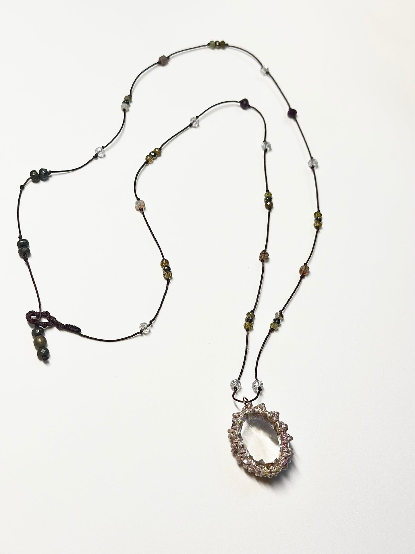 Collier Cristal, Rubis, Grenat, Pyrite