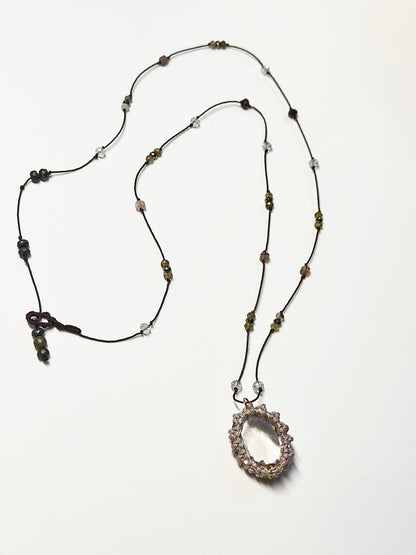 Collier Cristal, Rubis, Grenat, Pyrite