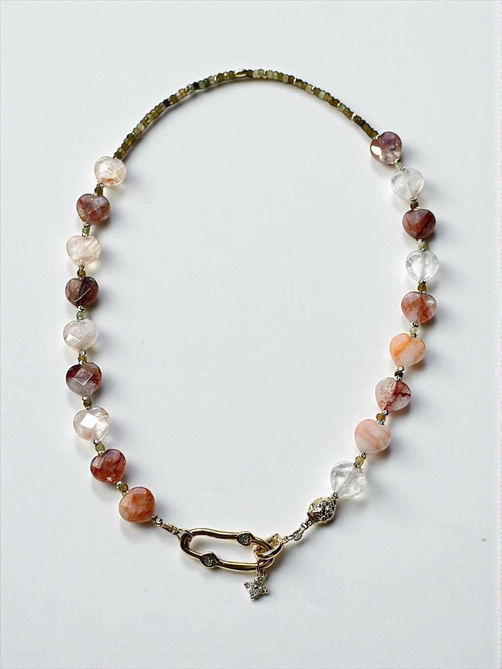Collier Quartz Ferrugineux & Grenat vert