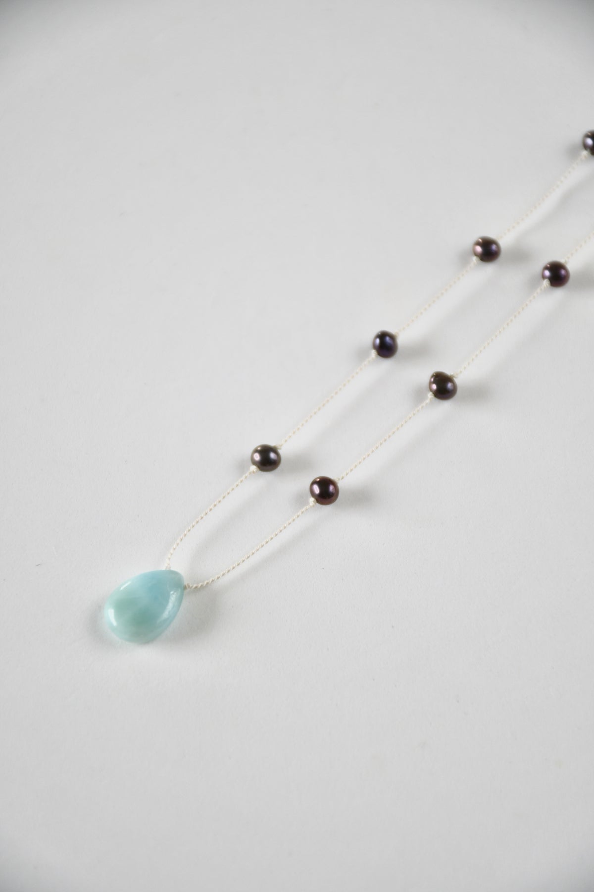 Collier Larimar & Perles d’eau douce
