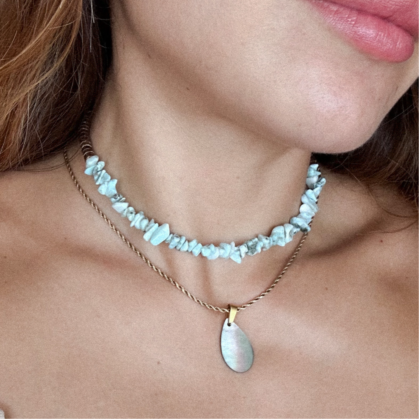 Collier Larimar en pépites