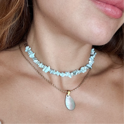 Collier Larimar en pépites