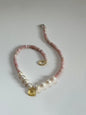 Collier Perles d’eau douce & Opale rose