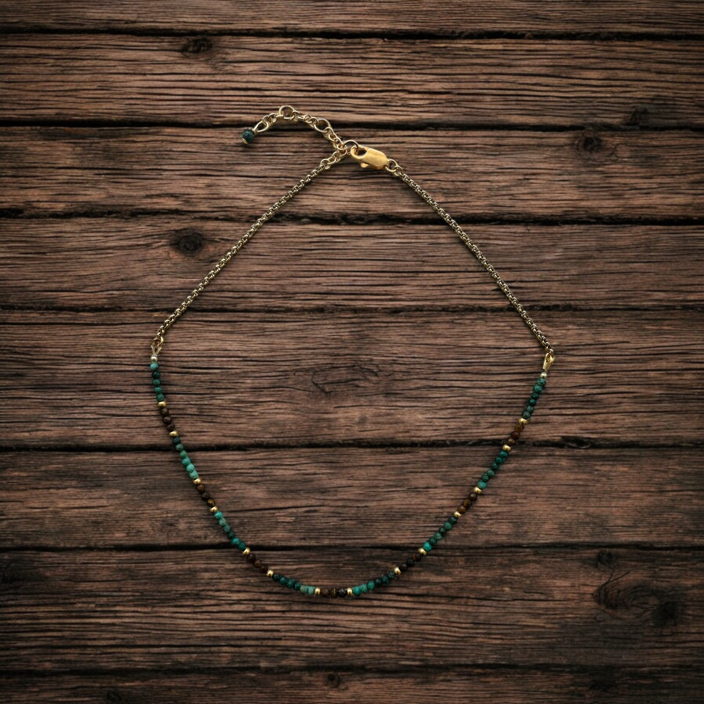 Collier Œil de tigre et Turquoise africaine