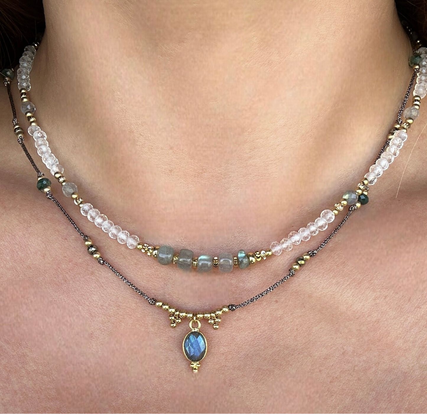Cristal de roche & Labradorite – Clarté et protection
