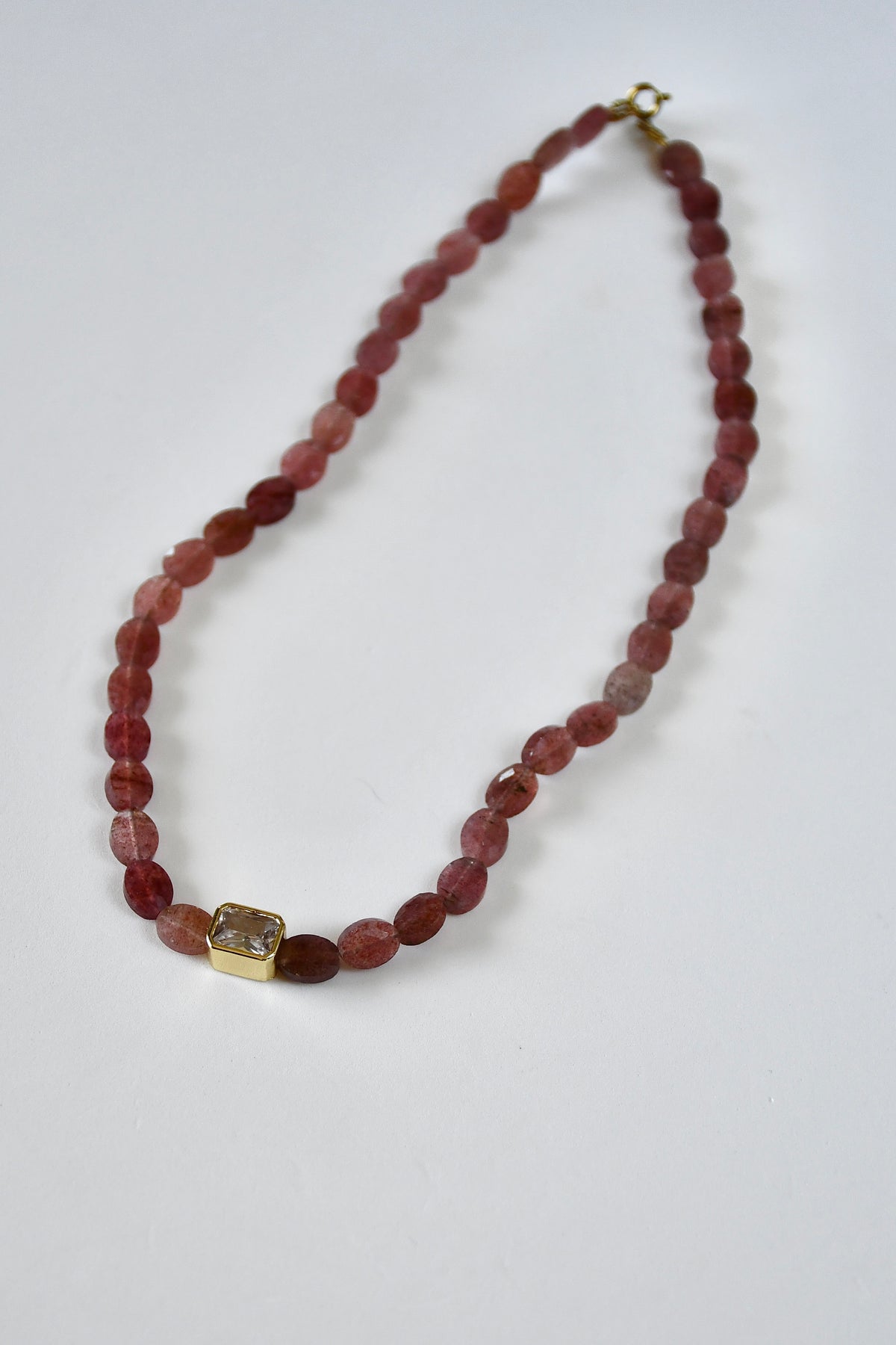 Collier Quartz fraise & Zirconium — La joie à l’état pur