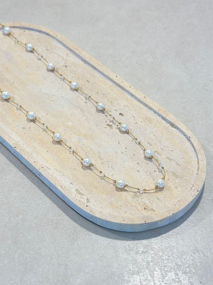 Collier “Cycle de lumière”, 21 perles de culture, doré, à porter en double ou en sautoir