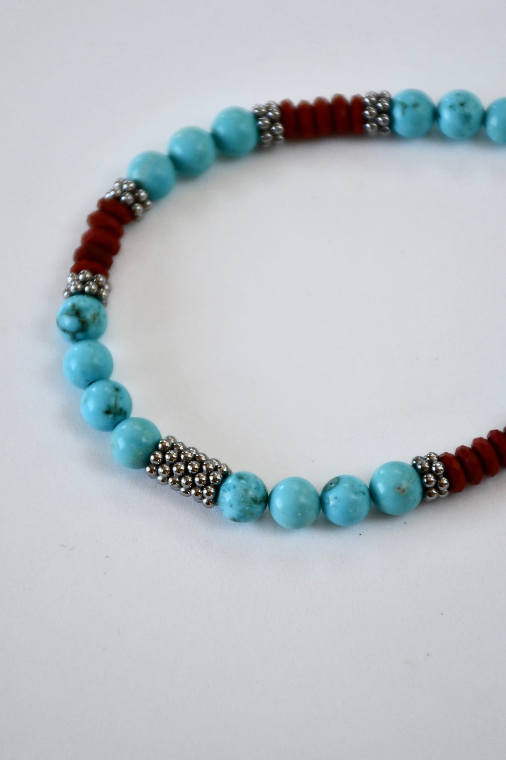 Collier Jaspe rouge & Turquoise