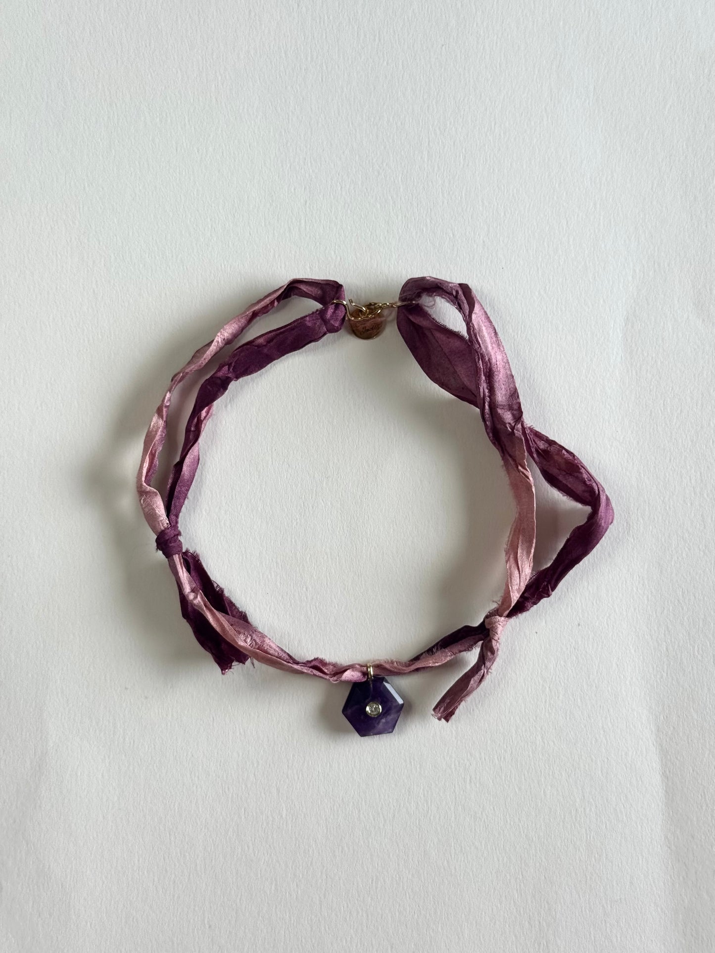 Collier Améthyste sur ruban de soie — L’Éveil Spirituel