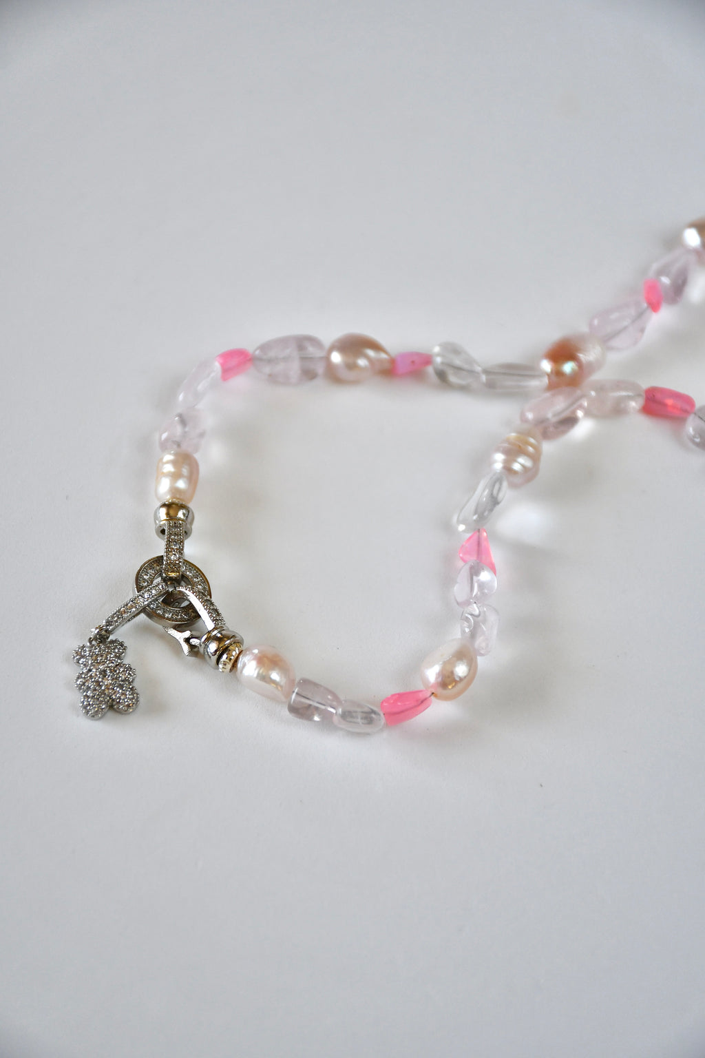 Collana Opale Etiopica, Quarzo Rosa e Perla d'acqua dolce — L'amore in luce