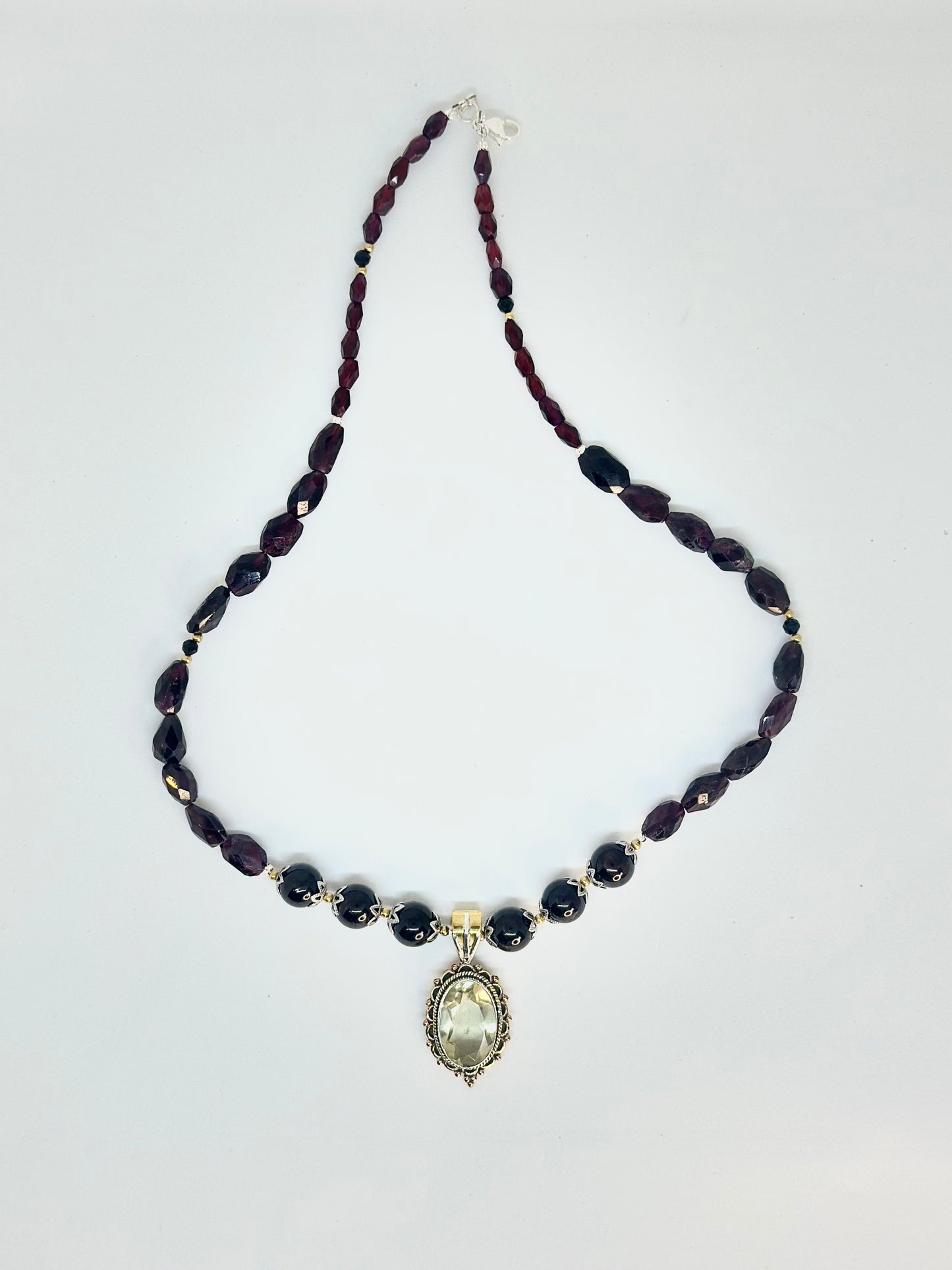 Collier Grenat & Quartz citron