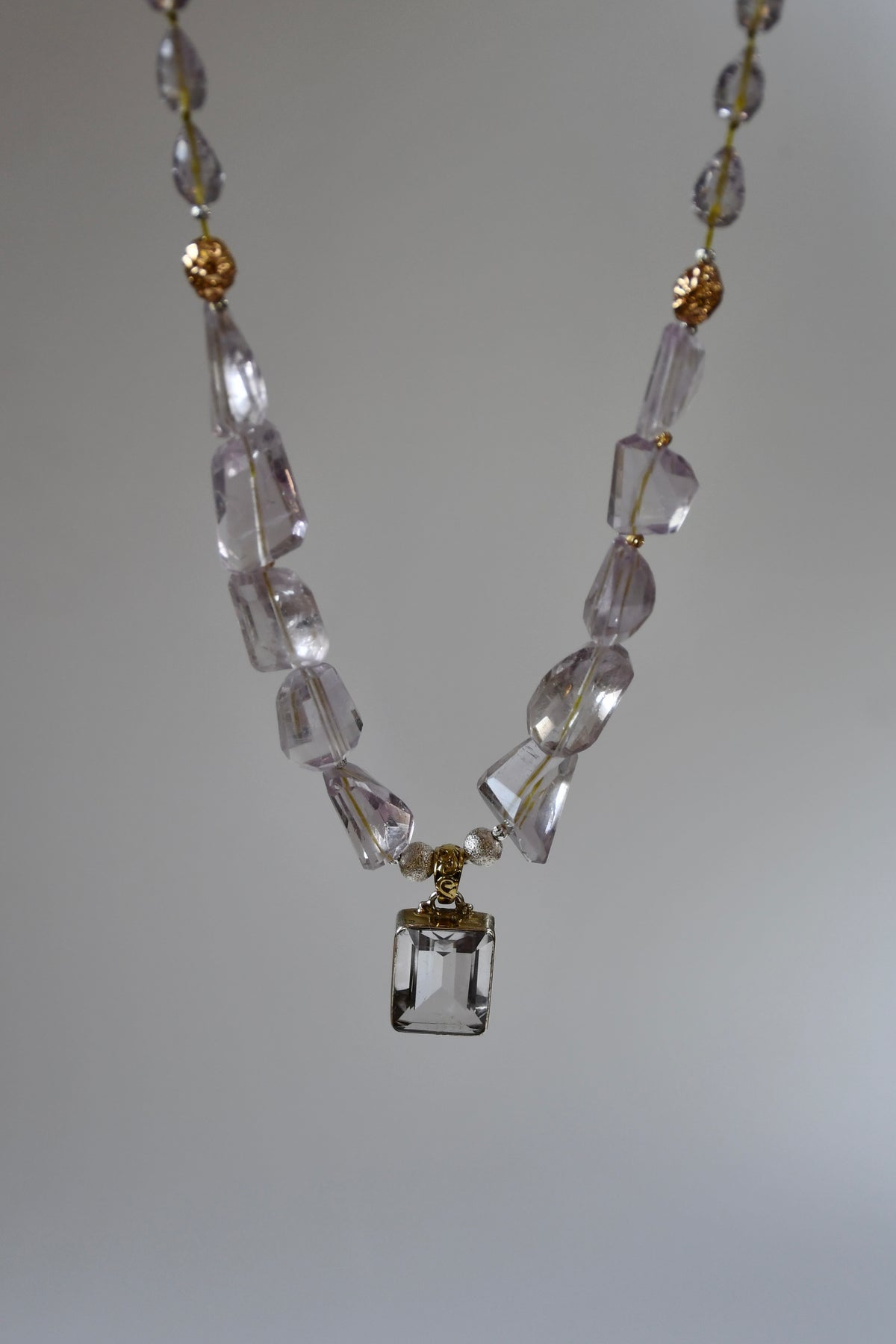#133 Collana Ametista rosa traslucida