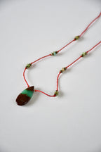 Collier Chrysoprase & Amazonite sur soie