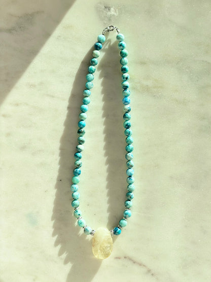 Collier Citrine & Hémimorphite — Vitalité joyeuse et clarté intérieure