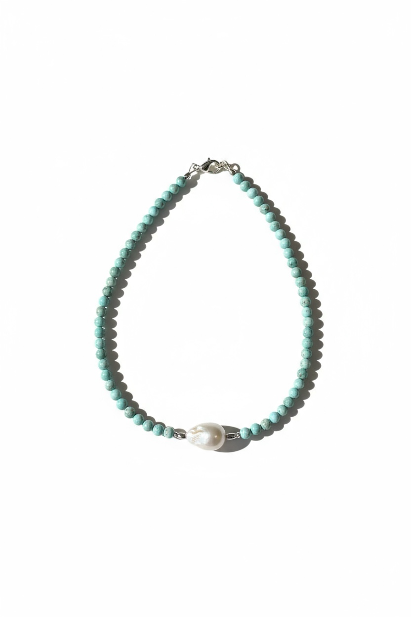 Collier Larimar & Perle d’eau douce
