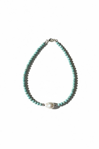 Collier Larimar & Perle d’eau douce