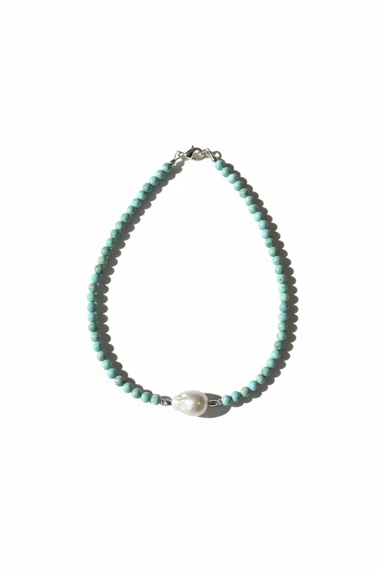 Collier Larimar & Perle d’eau douce