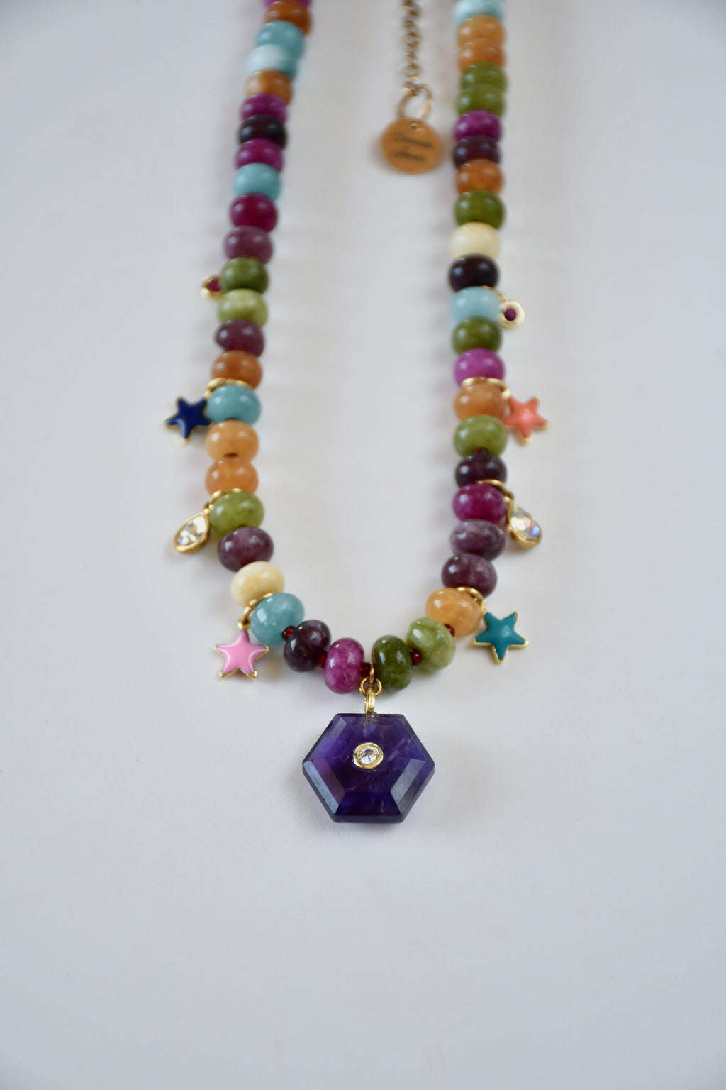 Collier Charms Jade & Améthyste — La sagesse du cœur éveillé