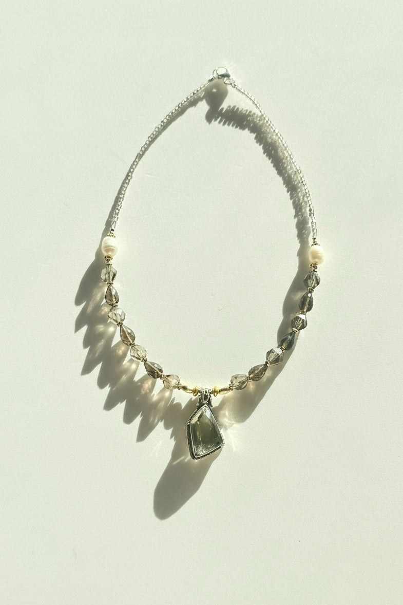 Collier Quartz fumé & Améthyste verte