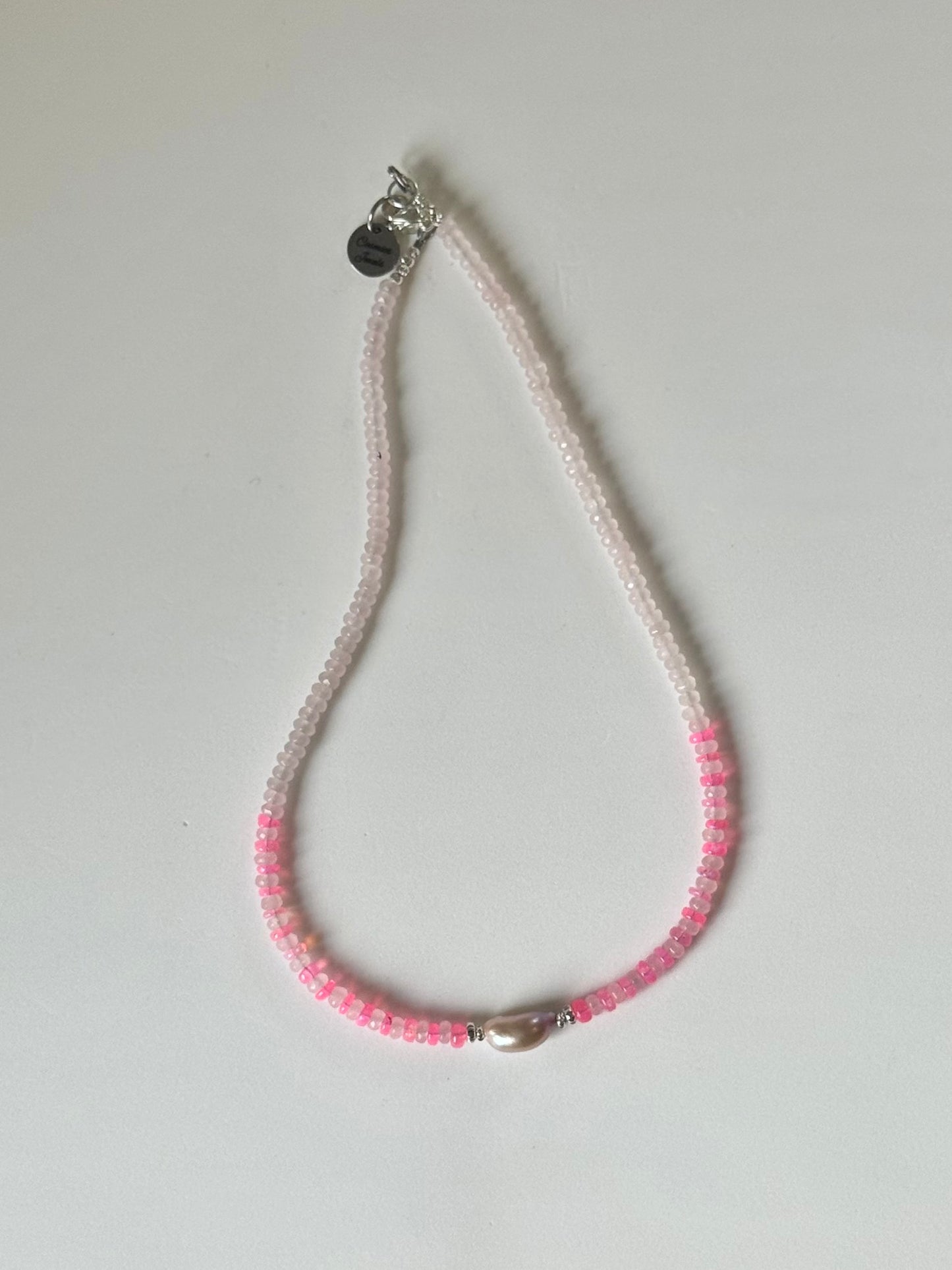 Collier Opale Éthiopienne, Perle d’eau douce & Quartz rose