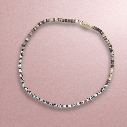 Collier Spinelle et Jaspe dalmatien