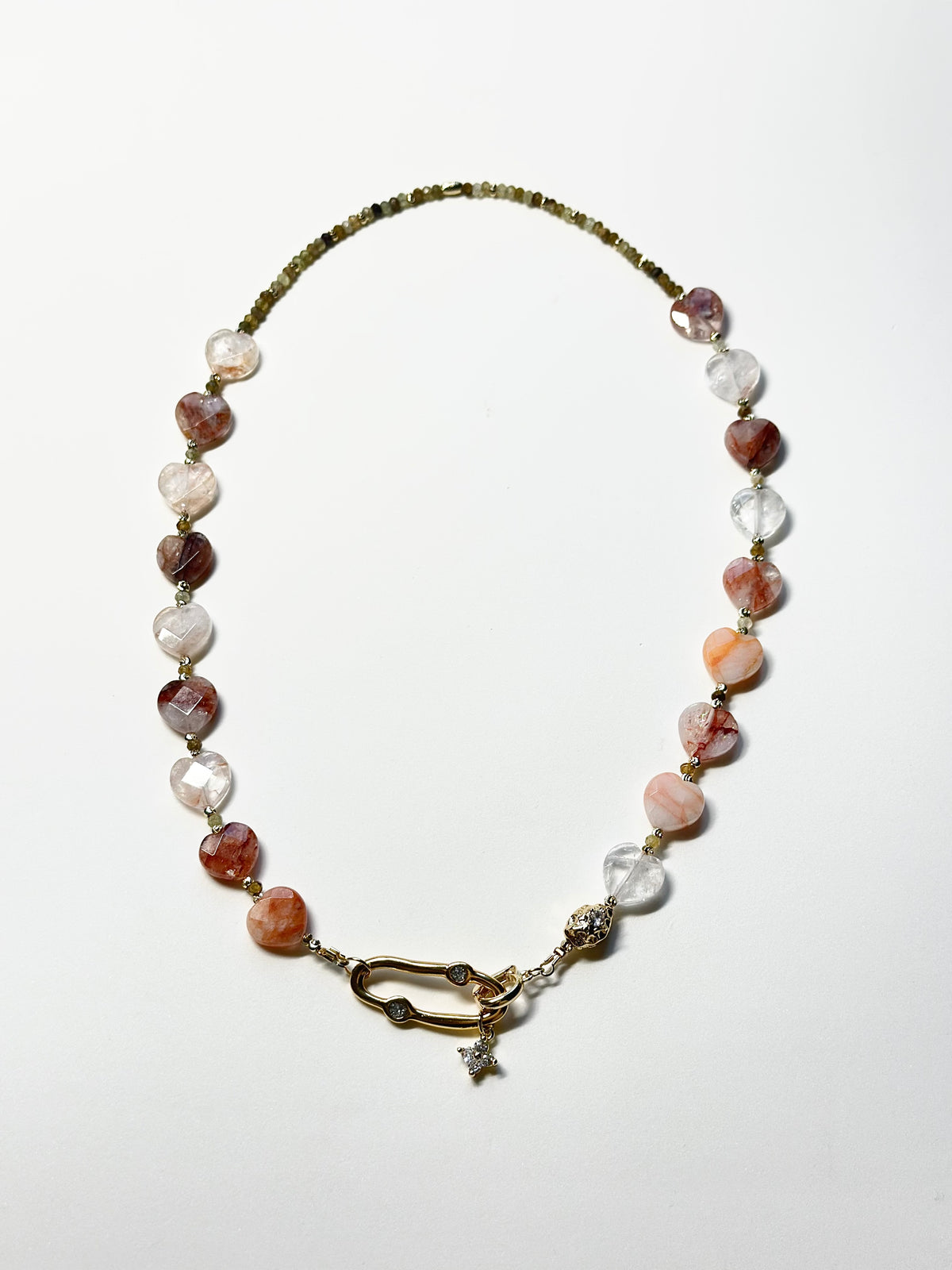 Collier Quartz Ferrugineux & Grenat vert