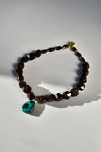 Collier iconique Grenat & Chrysocolle/Malachite