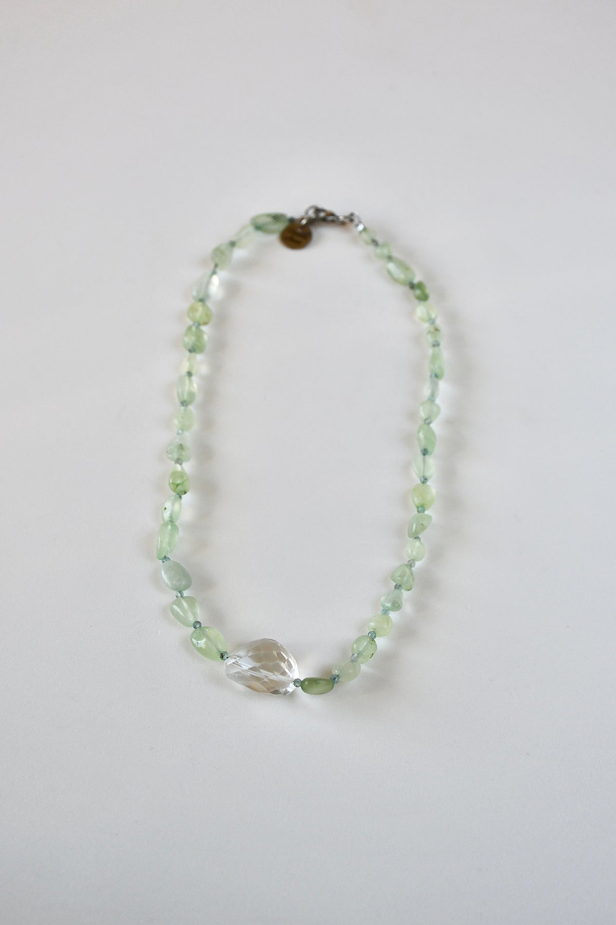 Collier Prehnite & Cristal de roche — La clarté du cœur