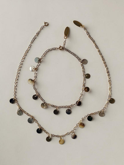 Ensemble collier + bracelet de cheville nacre