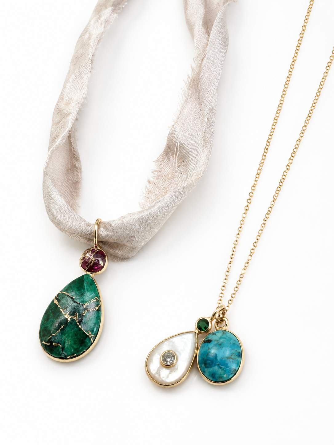 Pendente con gemme placcato oro 18k