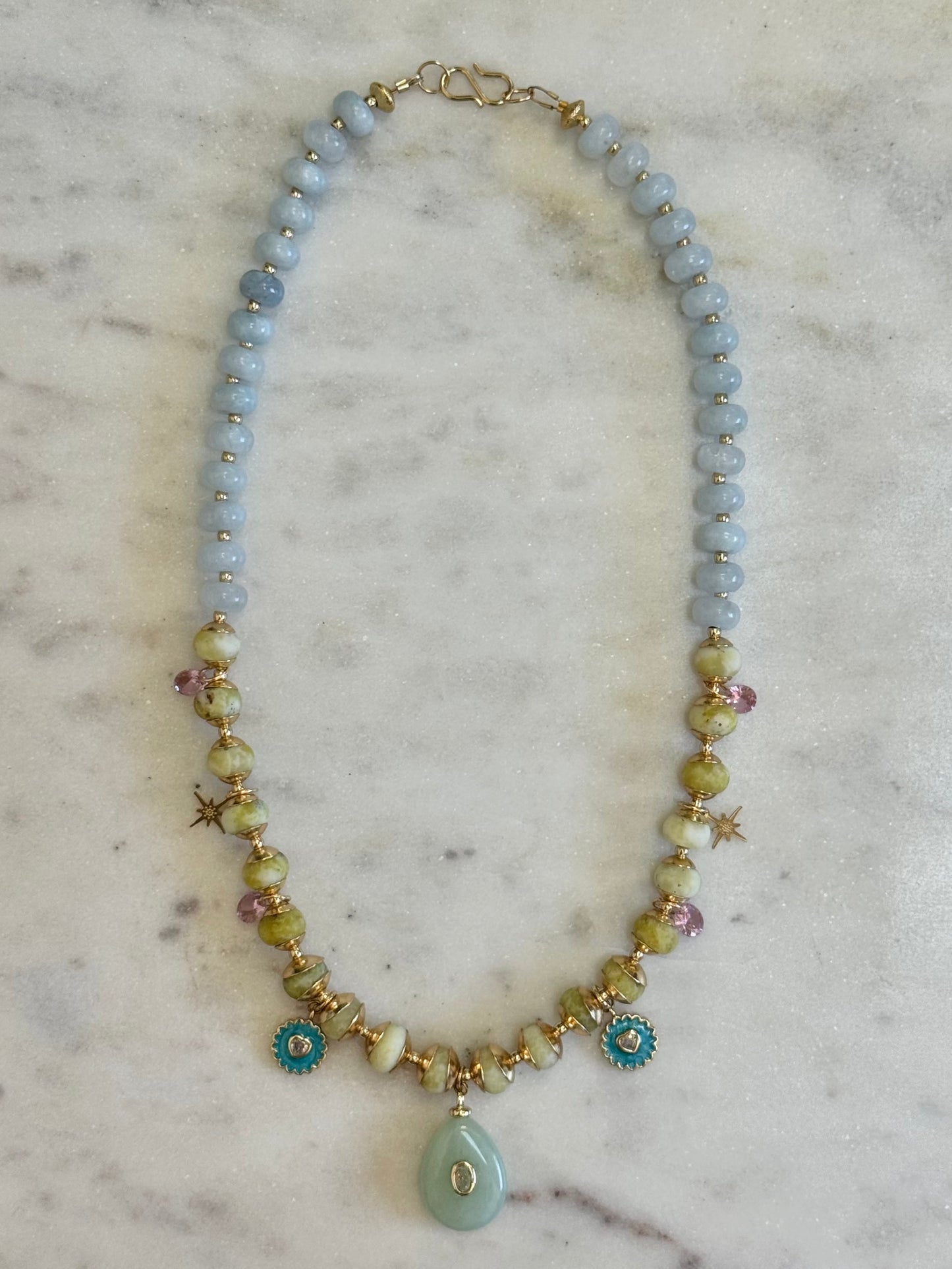 Collier Charms, Turquoise Jaune & Jade — L’ancrage de la sagesse