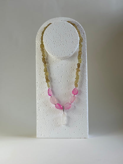 Collier Apatite jaune & Calcedoine — La douceur qui avance