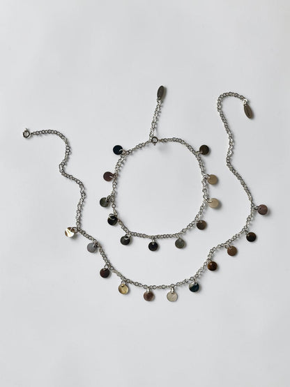 Ensemble collier + bracelet de cheville nacre