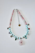 Collier Charms Opale, Quartz rose & Howlite — Le souffle doux de la guérison