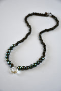 Collier perles d’eau douce, Cristal de roche & Pyrite