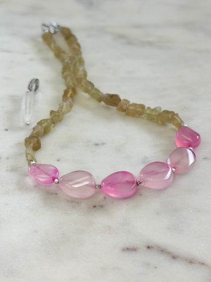 Collier Apatite jaune & Calcedoine — La douceur qui avance