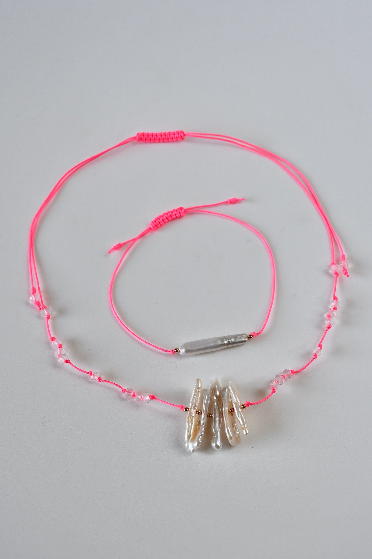 Süßwasserperlen-Set Halskette + Armband