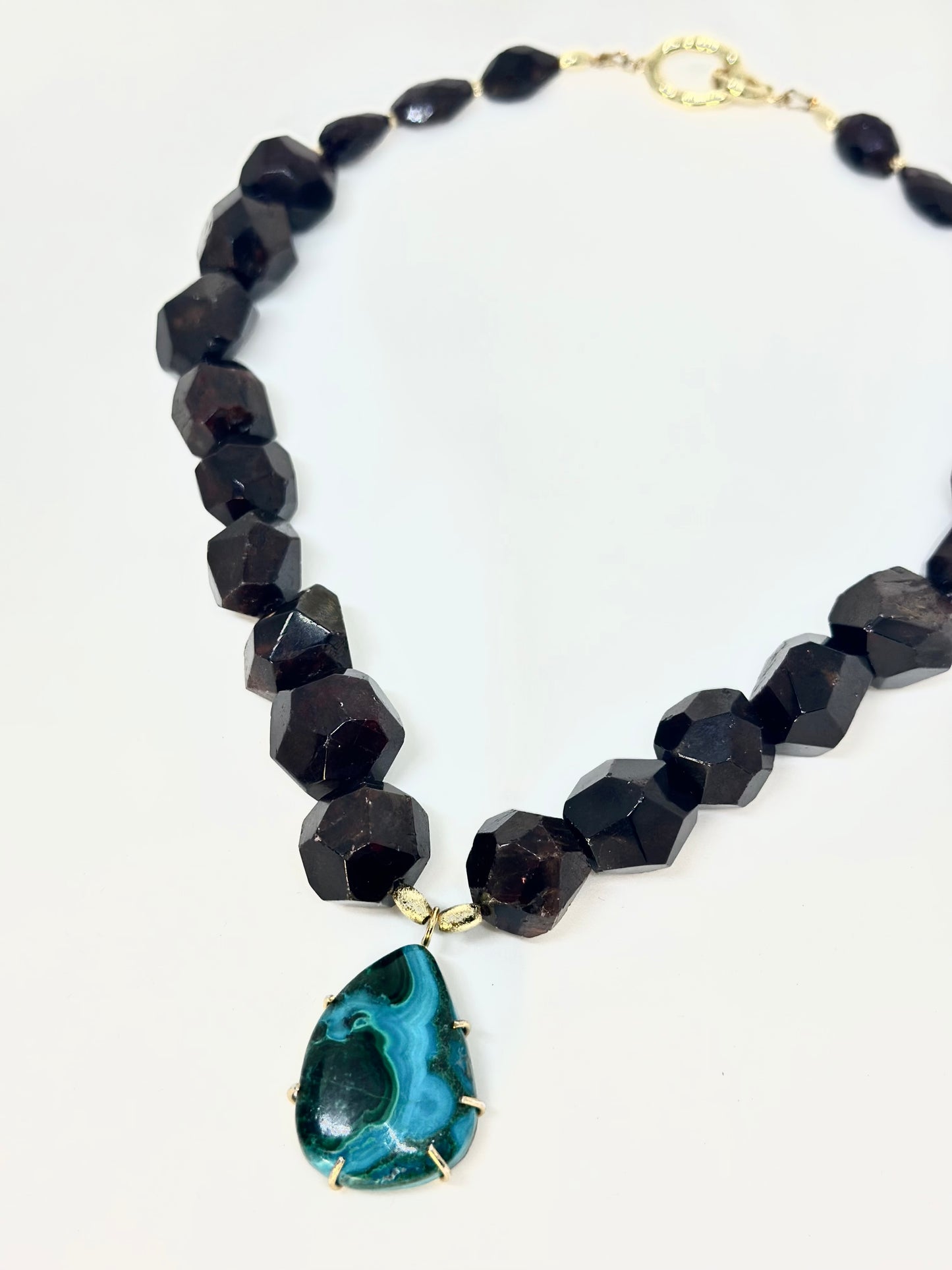 Collier Grenat & Chrysocolle/Malachite